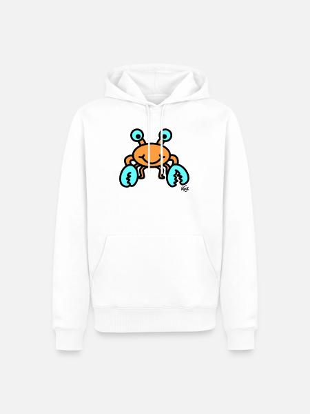 Krebs groß - Männer Premium Bio Hoodie - Weiß