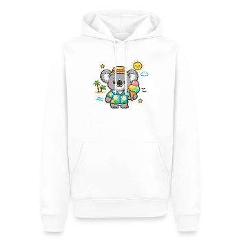 Koala im Hawaii-Hemd mit Eiscreme - Männer Premium Bio Hoodie - Weiß - Vorne - Nico (187cm)