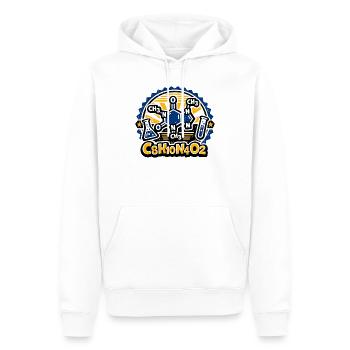 Caffeine Molecule Neon Badge Design - Men’s Premium Organic Hoodie - white - Front - Nico (187cm)