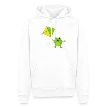 Une grenouille verte fait voler un cerf-volant – Fu - Sweat à capuche Premium bio Homme - blanc - Devant - Nico (187cm)