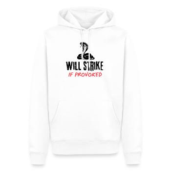 Si provoqué : Écriture rouge grasse sur fond noir - Sweat à capuche Premium bio Homme - blanc - Devant - Nico (187cm)