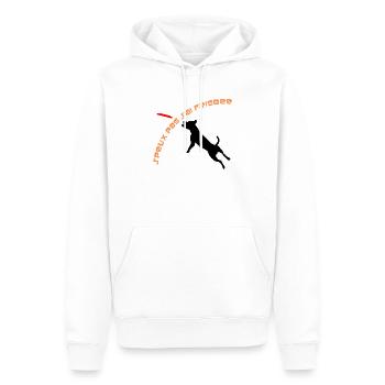 Staffie j'peux pas j'ai frisbee sport - 003 - Sweat à capuche Premium bio Homme - blanc - Devant - Nico (187cm)