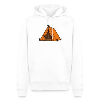 Aventures sous la tente orange - Sweat à capuche Premium bio Homme - blanc - Devant - Nico (187cm)