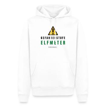 Gefahrenstufe Elf Meter Fußball - Männer Premium Bio Hoodie - Weiß - Vorne - Nico (187cm)