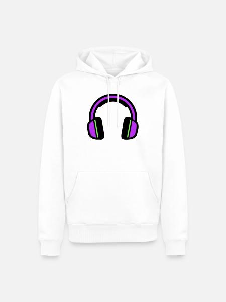 Silhouette musicale des écouteurs - Sweat à capuche Premium bio Homme - blanc