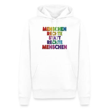 Menschenrechte statt rechte Menschen Statement - Männer Premium Bio Hoodie - Weiß - Vorne - Nico (187cm)
