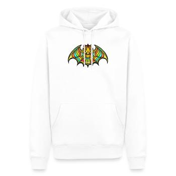 Regenbogenfledermaus Psychedelia - Männer Premium Bio Hoodie - Weiß - Vorne - Nico (187cm)
