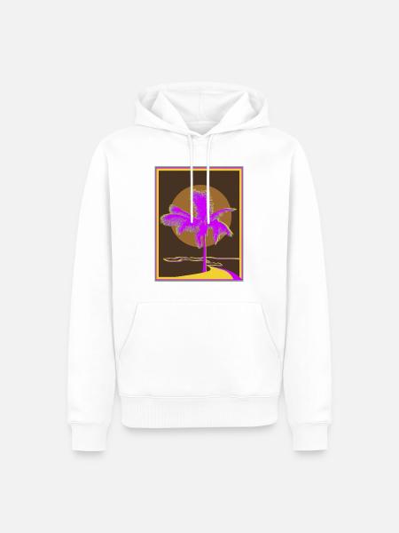 Sonnenuntergangspalme Neon Vista - Männer Premium Bio Hoodie - Weiß