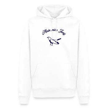 Moin mien Jung – Maritimes Möwe Küstenkind Motiv - Männer Premium Bio Hoodie - Weiß - Vorne - Nico (187cm)