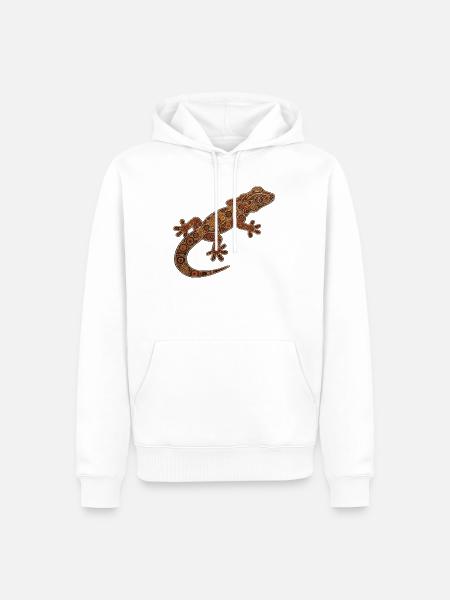 Gecko_braun - Männer Premium Bio Hoodie - Weiß