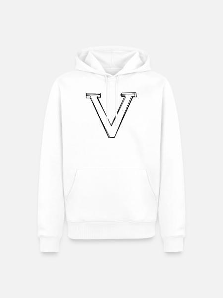 Buchstabe V handgezeichnet - Männer Premium Bio Hoodie - Weiß