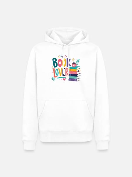 Buchliebhaber Farbenfroh - Männer Premium Bio Hoodie - Weiß
