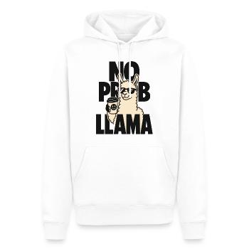 No Prob Llama – Lama mit Kaffeebecher - Männer Premium Bio Hoodie - Weiß - Vorne - Nico (187cm)