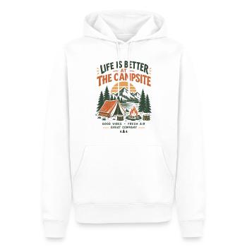 Lagerfeuer am Campingplatz - Männer Premium Bio Hoodie - Weiß - Vorne - Nico (187cm)