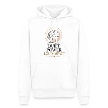 Stille Kraft, Lauter Eindruck - Männer Premium Bio Hoodie - Weiß - Vorne - Nico (187cm)