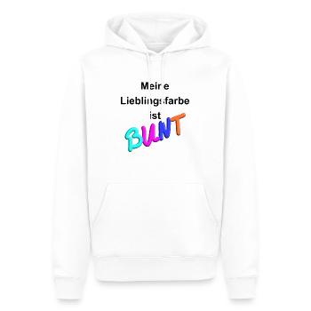 Meine Lieblingsfarbe ist BUNT (3D, schw) - Männer Premium Bio Hoodie - Weiß - Vorne - Nico (187cm)