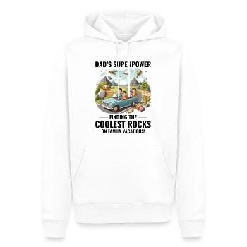 Chasse aux rochers Papa Aventures en famille Road Trips - Sweat à capuche Premium bio Homme - blanc - Devant - Nico (187cm)