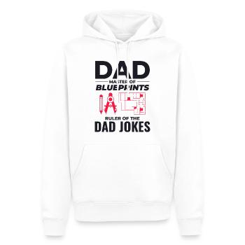 Architekt : Meister der Blaupausen und Papa-Witze 📐 - Männer Premium Bio Hoodie - Weiß - Vorne - Nico (187cm)