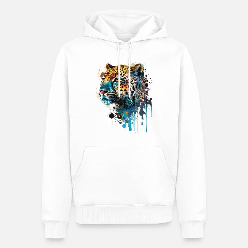 Schöner Leopard - Männer Premium Bio Hoodie - Weiß