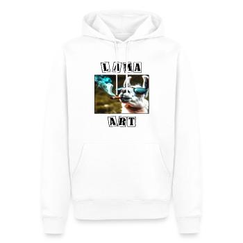 Lama Art 3 - Men’s Premium Organic Hoodie - white - Front - Nico (187cm)