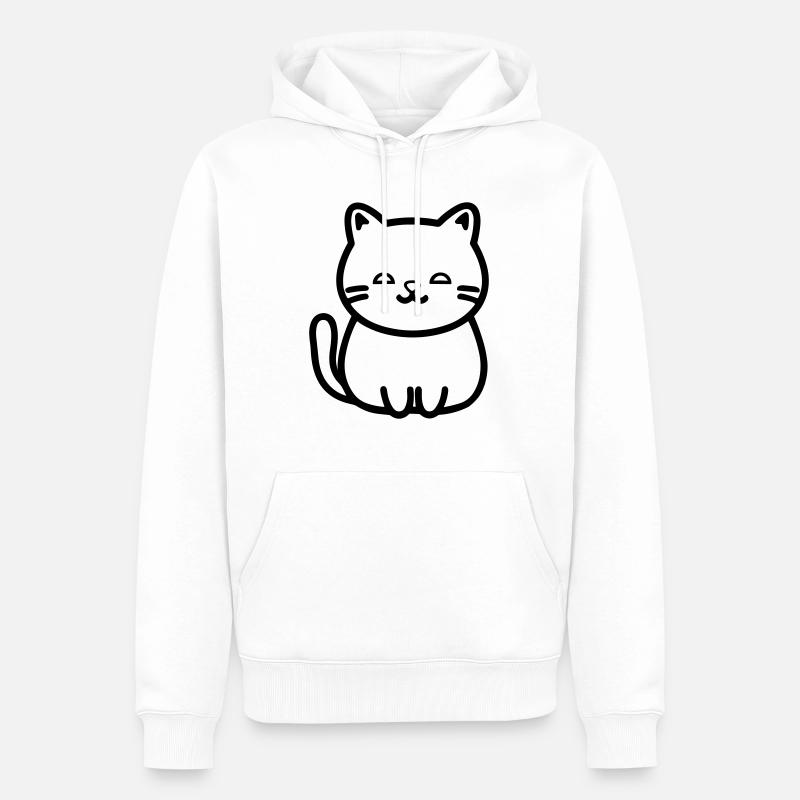 Katze - Männer Premium Bio Hoodie - Weiß