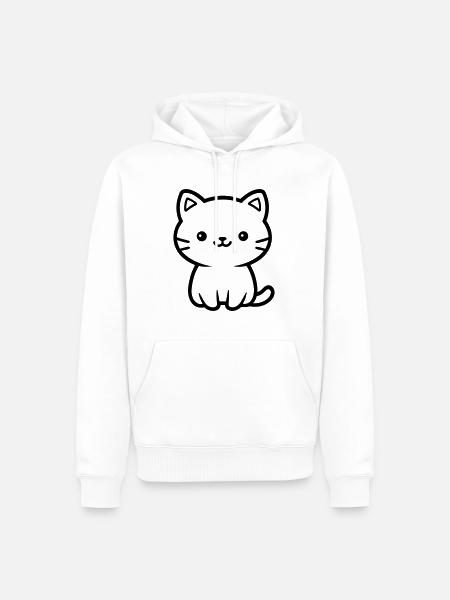 Katze - Männer Premium Bio Hoodie - Weiß