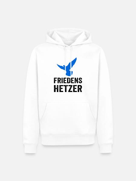 FRIEDENSHETZER mit Friedenstaube - Männer Premium Bio Hoodie - Weiß