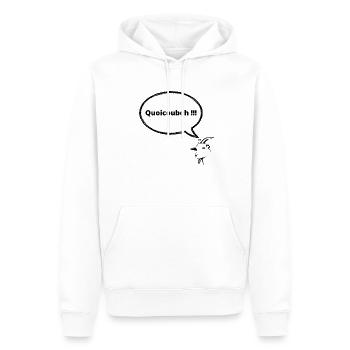 chèvre quoicoubeh ! - Sweat à capuche Premium bio Homme - blanc - Devant - Nico (187cm)