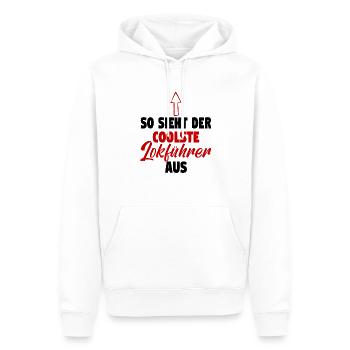 Dampflok Lokführer Eisenbahner Eisenbahn Lok Bahn - Männer Premium Bio Hoodie - Weiß - Vorne - Nico (187cm)
