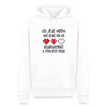 Les Jeux Vidéos Ont Ruiné Ma Vie Humour Geek - Sweat à capuche Premium bio Homme - blanc - Devant - Nico (187cm)