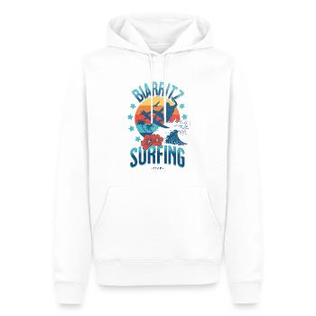 Biarritz Surfing Team Idée Cadeau Surfeur Vintage - Sweat à capuche Premium bio Homme - blanc - Devant - Nico (187cm)