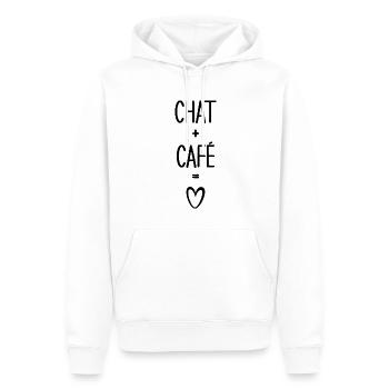 Chat Café Drôle Femme Cadeau Amateur De Café - Sweat à capuche Premium bio Homme - blanc - Devant - Nico (187cm)
