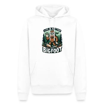 Lustiges Leben ist besser mit Bigfoot Happy Squatchin' - Männer Premium Bio Hoodie - Weiß - Vorne - Nico (187cm)