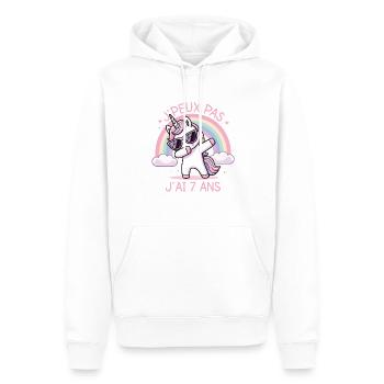 J'Peux Pas J'ai 7 ans Cadeau Anniversaire Licorne - Sweat à capuche Premium bio Homme - blanc - Devant - Nico (187cm)