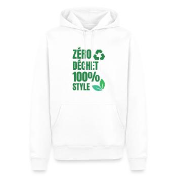 zéro déchet écologie - Sweat à capuche Premium bio Homme - blanc - Devant - Nico (187cm)