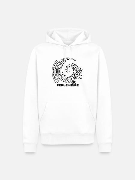 Perle-Noire-Surf-ai - Sweat à capuche Premium bio Homme - blanc