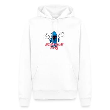 JD Logo+Text (Digital)*trans - Men’s Premium Organic Hoodie - white - Front - Nico (187cm)