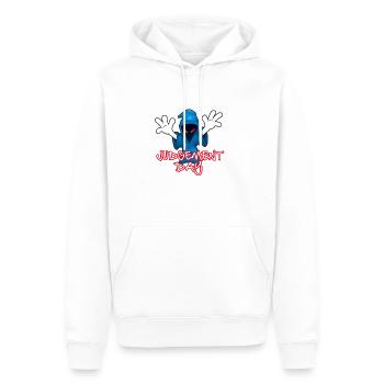 JD Logo+Text (Digital) - Men’s Premium Organic Hoodie - white - Front - Nico (187cm)