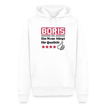 Boris - Sweat à capuche Premium bio Homme - blanc - Devant - Nico (187cm)