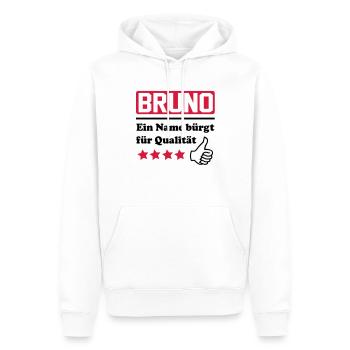 Bruno - Sweat à capuche Premium bio Homme - blanc - Devant - Nico (187cm)