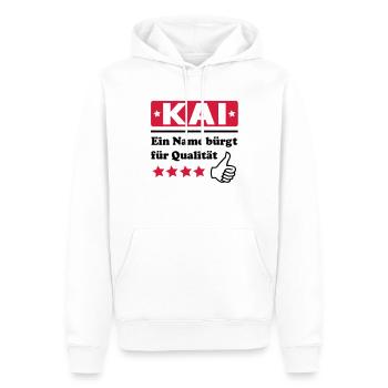 quai - Sweat à capuche Premium bio Homme - blanc - Devant - Nico (187cm)