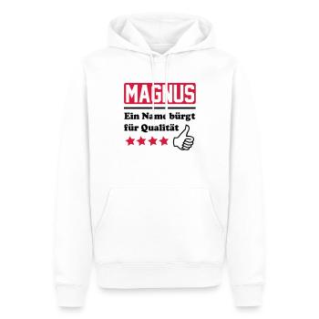 magnus - Sweat à capuche Premium bio Homme - blanc - Devant - Nico (187cm)
