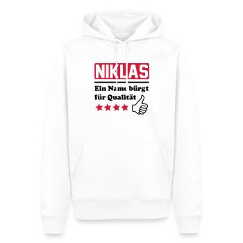niklas - Männer Premium Bio Hoodie - Weiß - Vorne - Nico (187cm)