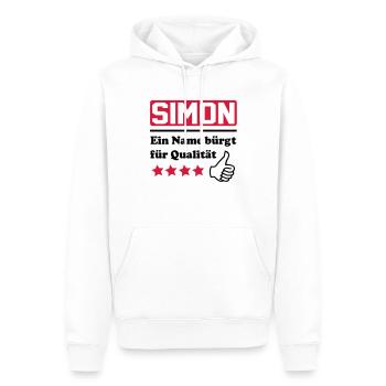 simon - Männer Premium Bio Hoodie - Weiß - Vorne - Nico (187cm)
