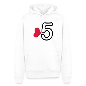 Number 5 & red heart - Men’s Premium Organic Hoodie - white - Front - Nico (187cm)