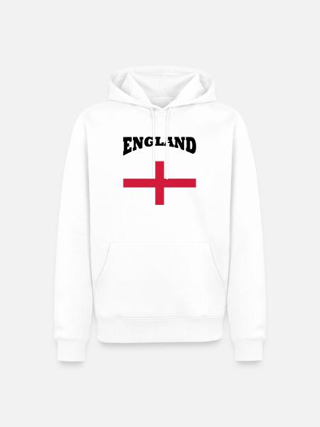 England + cross - Sweat à capuche Premium bio Homme - blanc