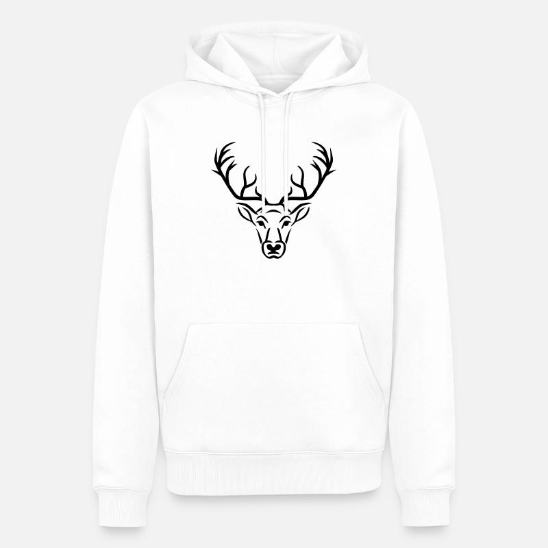 Cerf - Sweat à capuche Premium bio Homme - blanc