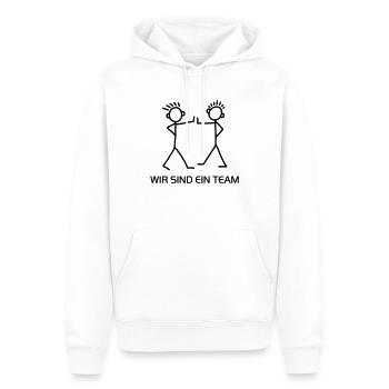 Strichmännchen - Wir sind ein Team - Männer Premium Bio Hoodie - Weiß - Vorne - Nico (187cm)