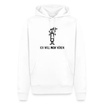 Strichmännchen NIX hören - Männer Premium Bio Hoodie - Weiß - Vorne - Nico (187cm)