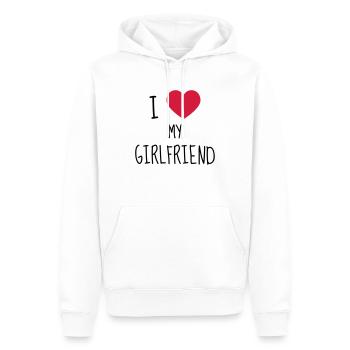 Amour / Saint Valentin / Coeur / Bébé / Love - Sweat à capuche Premium bio Homme - blanc - Devant - Nico (187cm)